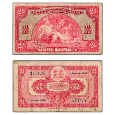 Suriname 1942 2 1/2 Gulden Note P #87b - Circulated