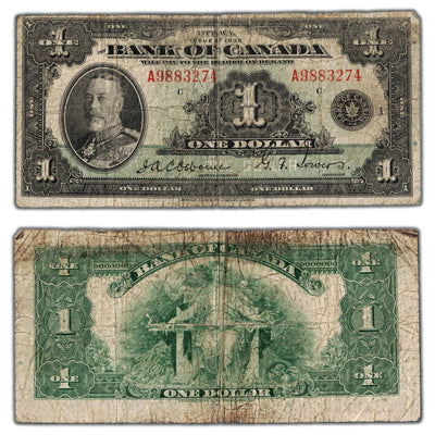 $1 1935 Bank of Canada Note English Text Letter 'A' BC-1 - VG