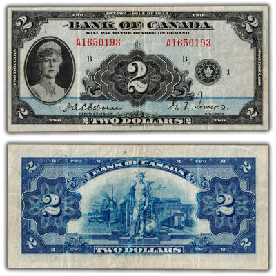 SOLD $2 1935 Bank of Canada Note English Text BC-3 - VF