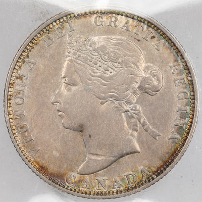 SOLD Canada 1882-H 25 Cents Quarter Silver Coin - ICCS EF-40 (mark)