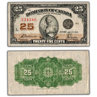 25 Cents 1923 Dominion of Canada Shinplaster Note DC-24c - Fine