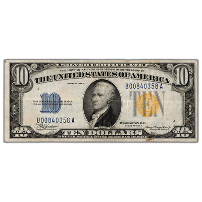 SOLD United States 1934 North Africa $10 Ten Dollars Silver Certificate Note - VF/EF