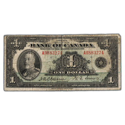 $1 1935 Bank of Canada Note English Text Letter 'A' BC-1 - VG