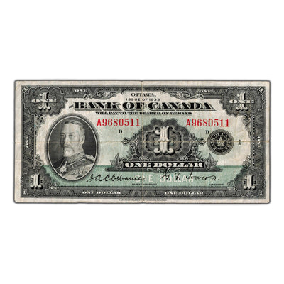 $1 1935 Bank of Canada Note English Text Letter 'A' BC-1 - VF