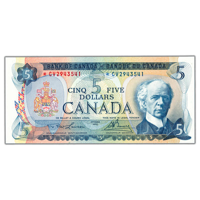 $5 1972 Bank of Canada Note *CV Replacement Prefix BC-48bA - Uncirculated