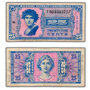 SOLD United States Military Payment Certificate Series 541 25 Cents Note P #M38 - Writing