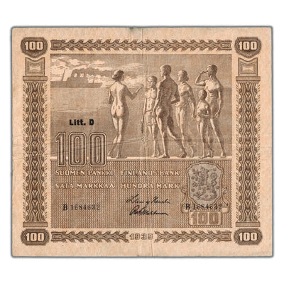Finland 1939 100 Markkaa Note P #73 - Circulated