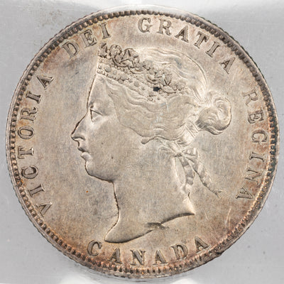 SOLD Canada 1871-H Obverse 2 25 Cents Quarter Silver Coin - ICCS EF-40