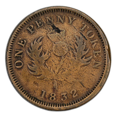 Nova Scotia 1832 1d One Penny Token NS-4A2 - Fine +