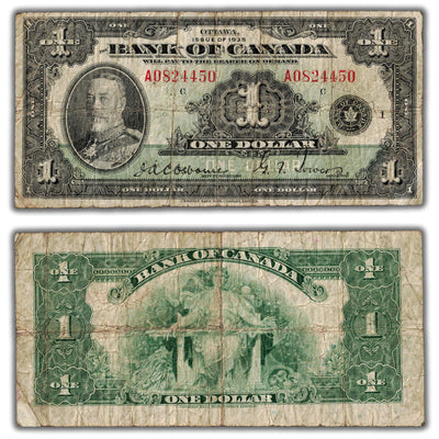$1 1935 Bank of Canada Note English Text Series A BC-1 - VG/F