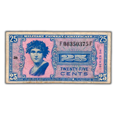 SOLD United States Military Payment Certificate Series 541 25 Cents Note P #M38 - Writing