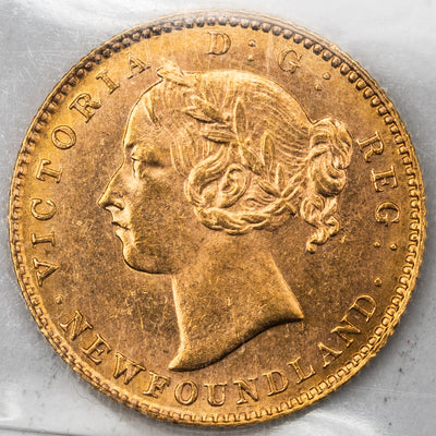SOLD Newfoundland 1888 Obverse 3 $2 Two Dollars Gold Coin - ICCS MS-63