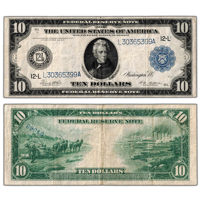 United States 1914 $10 San Francisco Federal Reserve Note - VF (stamp)