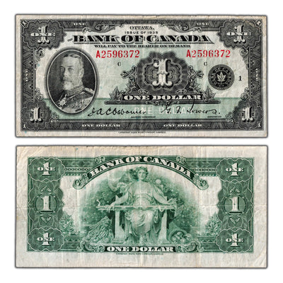 $1 1935 Bank of Canada Note English Text Letter 'A' BC-1 - F/VF