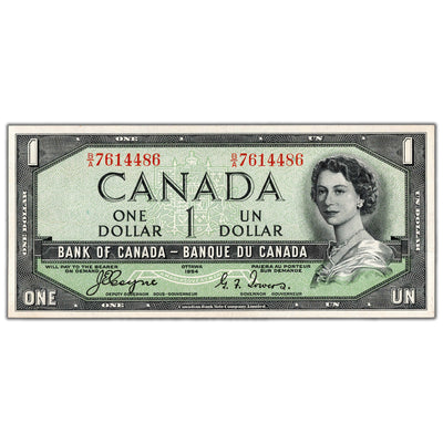$1 1954 Bank of Canada Note Devil Face B/A Prefix BC-29a - Uncirculated