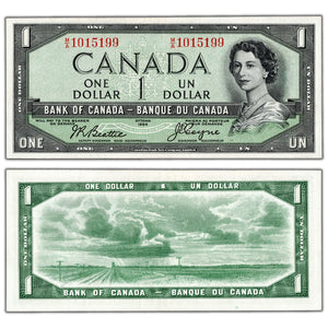 SOLD $1 1954 Bank of Canada Note Devil Face M/A Prefix BC-29b - EF/AU