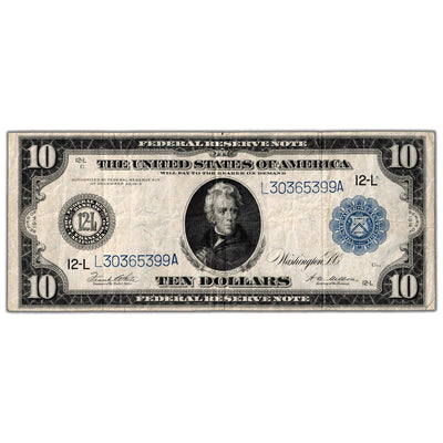 United States 1914 $10 San Francisco Federal Reserve Note - VF (stamp)