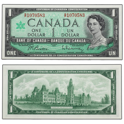 SOLD $1 1967 Bank of Canada Note Centennial G/P Prefix BC-45b-i - Ch UNC