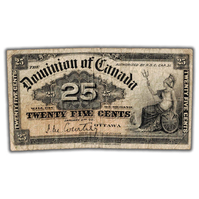 25 Cents 1900 Dominion of Canada Shinplaster Note Courtney DC-15a