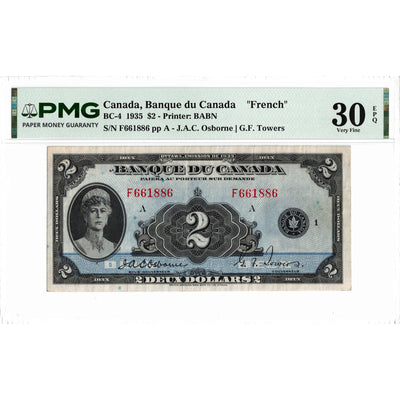 $2 1935 Banque du Canada Note French Text BC-4 - PMG VF-30 EPQ