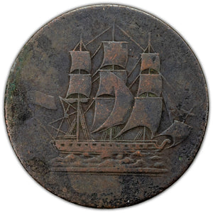 P.E.I (1829) Ships Colonies & Commerce Halfpenny Token PE-10-2 - Damaged