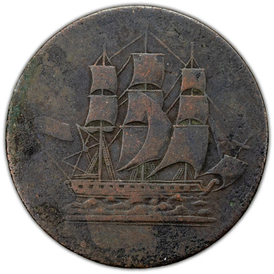 P.E.I (1829) Ships Colonies & Commerce Halfpenny Token PE-10-2 - Damaged