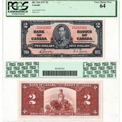 $2 1937 Bank of Canada Note Gordon-Towers X/B Prefix BC-22b - PCGS UNC-64