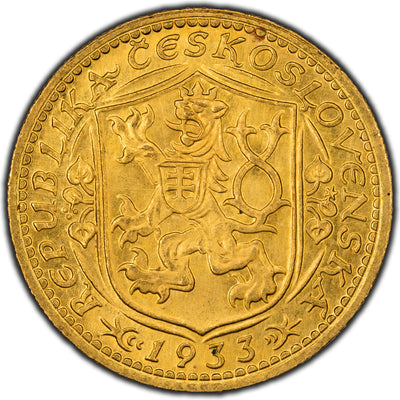 SOLD Czechoslovakia 1933 1 One Ducat Gold Coin KM #8