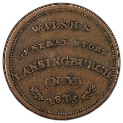 United States 1835 Speed The Plough Walsh's General Store Hard Times Token