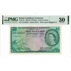 British Caribbean Territories 1963 $5 Five Dollars Note P #9c - PMG VF-30