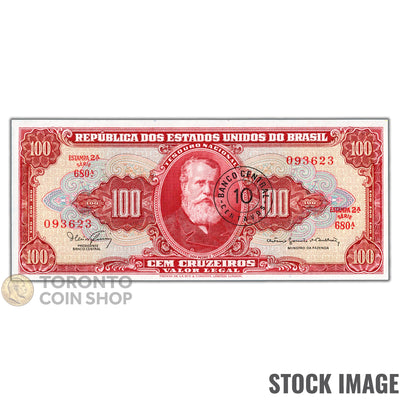 Brazil N.D (1966) 10 Centavos on 100 Cruzeiros Note P#185a - Uncirculated