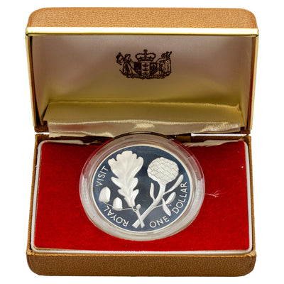 New Zealand 1981 $1 One Dollar Proof Silver Coin - Royal Visit QEII