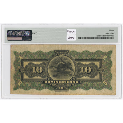 SOLD $10 1910 The Dominion Bank Canada Chartered Note #220-18-04 - PMG F-15