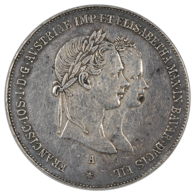 Austria 1854 Wedding of Franz Joseph and Elisabeth Gulden Silver Coin