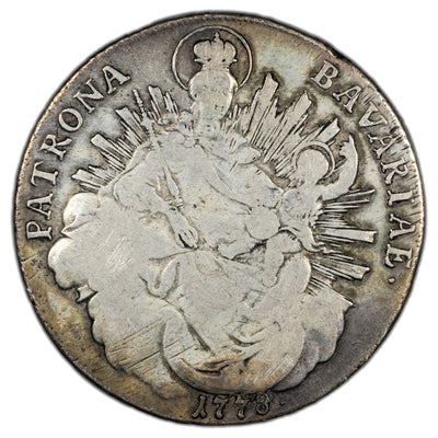 German States Bavaria 1778 Madonna Thaler Silver Coin Dav. #1964