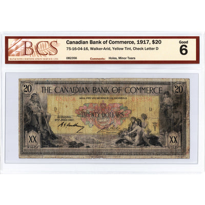 SOLD $20 1917 Canadian Bank of Commerce Canada Chartered Note #75-16-04-16 - BCS G-6