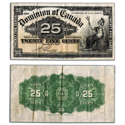 25 Cents 1900 Dominion of Canada Shinplaster Note Boville DC-15b - VF