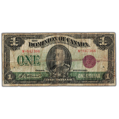 $1 1923 Dominion of Canada Note Bronze Seal Series N DC-25e