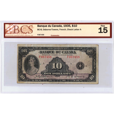 SOLD $10 1935 Banque du Canada Note French Text BC-8 - BCS F-15