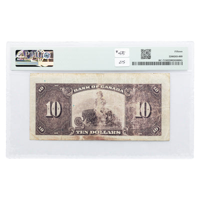 SOLD $10 1935 Bank of Canada Note English Text BC-7 - PMG F-15