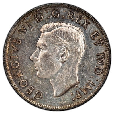 SOLD Canada 1945 Re-Punched 5 $1 Silver Dollar Coin - Almost Uncirculated
