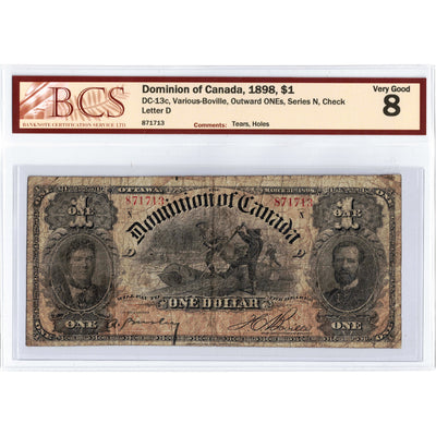SOLD $1 1898 Dominion of Canada Note Series N DC-13c - BCS VG-8
