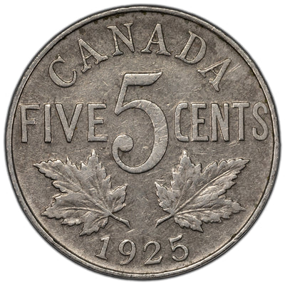 SOLD Canada 1925 5 Cents NIckel Coin - Key Date - F/VF