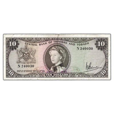 SOLD Trinidad & Tobago 1964 $10 Ten Dollars Note P #28c - Minor Edge Tear