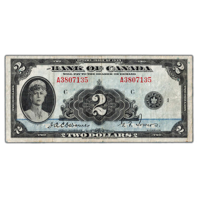 SOLD $2 1935 Bank of Canada Note English Text BC-3 - VF