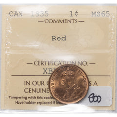 COIN35ページ SOLD Canada 1935 1 Small Cent Coin - ICCS MS-65 Red - The Toronto