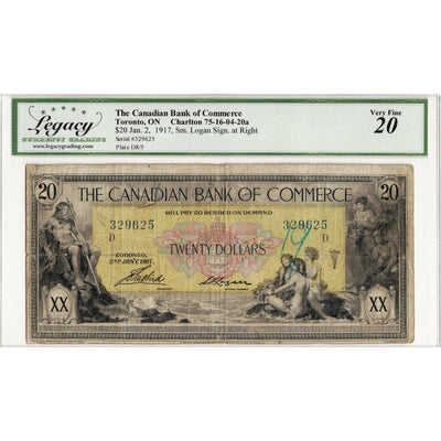 $20 1917 Canadian Bank of Commerce Chartered Note #75-16-04-20a - Legacy VF-20