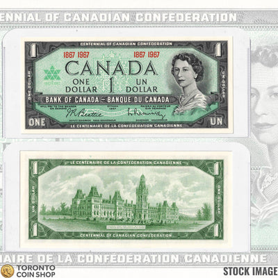 $1 1967 Bank of Canada Note 1867-1967 Centennial Issue No Serial - Uncirculated