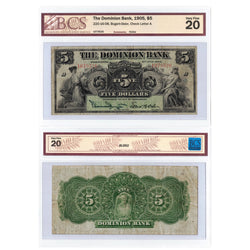 $5 1905 The Dominion Bank Canada Chartered Note #220-16-08 - BCS VF-20