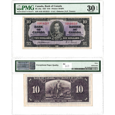 $10 1937 Bank of Canada Note Osborne Signature BC-24a - PMG VF-30 EPQ